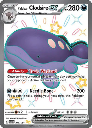 Paldean Clodsire ex Paldean Fates Shiny Ultra Rare 219/091