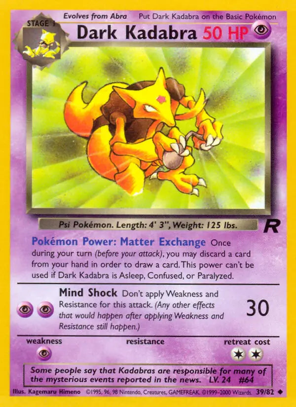 Dark Kadabra Team Rocket Uncommon 39 (LP)