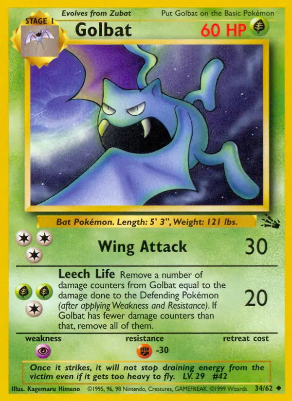 Golbat Fossil Uncommon 34 (LP)
