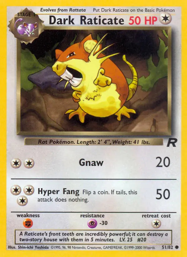Dark Raticate Team Rocket Common 51 (LP)