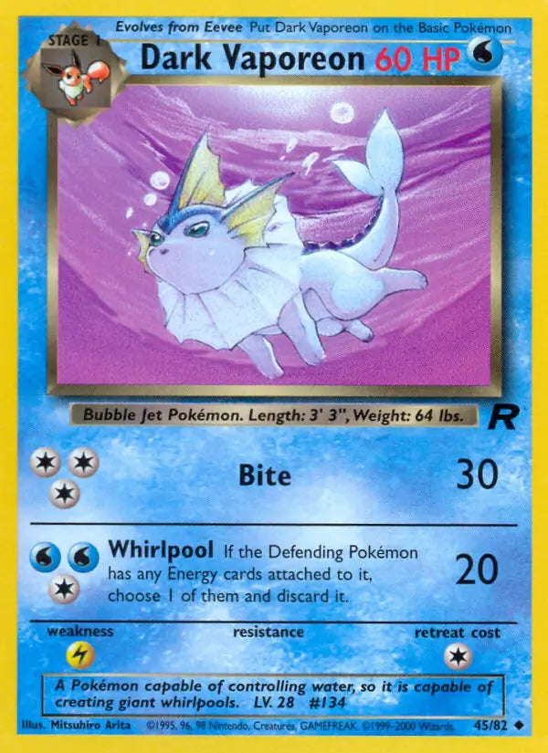Dark Vaporeon Team Rocket Uncommon 45 (HP)