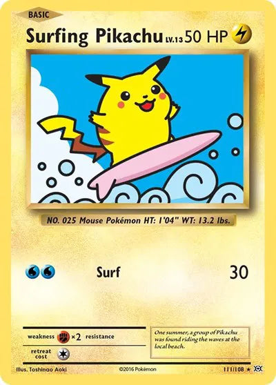 Surfing Pikachu Evolutions Secret Rare 111/108