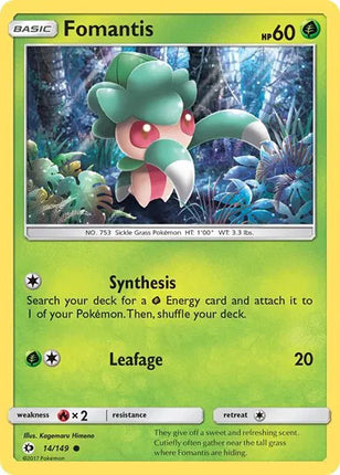 Fomantis Sun & Moon Base Set Common 14