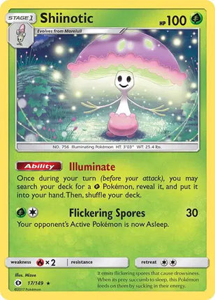 Shiinotic Holo Rare • 17 Sun & Moon Base Set
