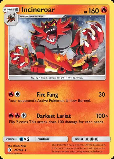 Incineroar Rare • 26 Sun & Moon Base Set