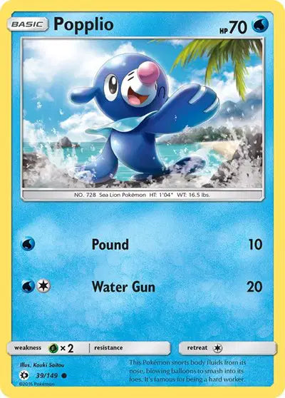 Popplio Common • 39 Sun & Moon Base Set Reverse Holofoil