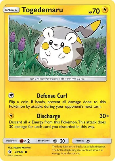 Togedemaru Common • 53 Sun & Moon Base Set Reverse Holofoil