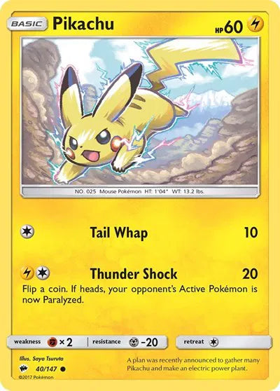 Pikachu Burning Shadows Common 40/147