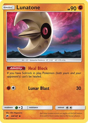 Lunatone Burning Shadows Uncommon 68/147