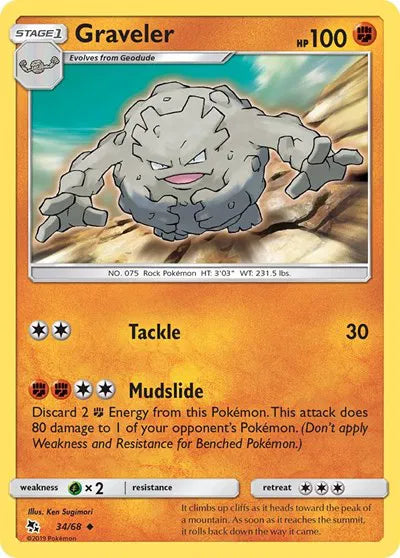 Graveler Hidden Fates Uncommon 34/68