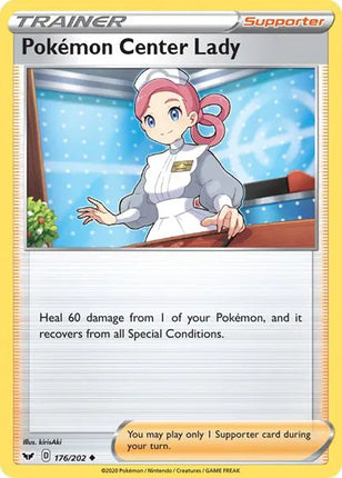 Pokemon Center Lady Sword & Shield Base Set Uncommon 176/202