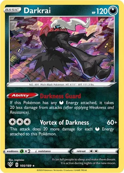 Darkrai Darkness Ablaze Holo Rare 105/189 Holofoil