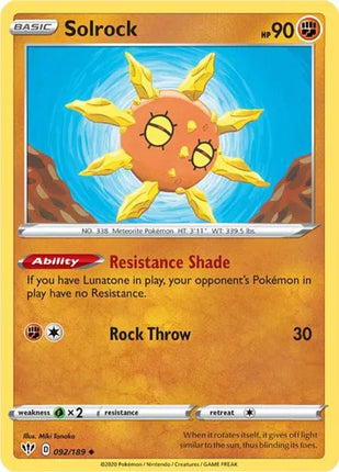 Solrock Darkness Ablaze Uncommon 092/189