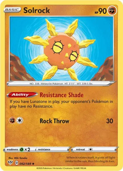 Solrock Darkness Ablaze Uncommon 092/189