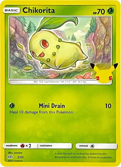 Chikorita Promo • 2/25 McDonald's 25th Anniversary Promos HOLO