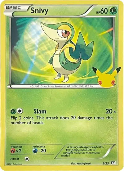 Snivy Promo • 5/25 McDonald's 25th Anniversary Promos Holofoil