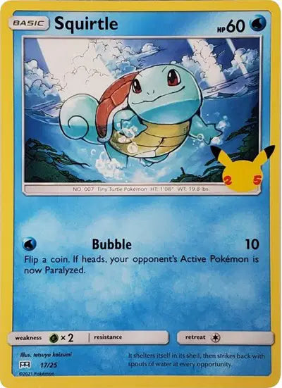 Squirtle Pokemon • Promo • 17/25 McDonald's 25th Anniversary Promos