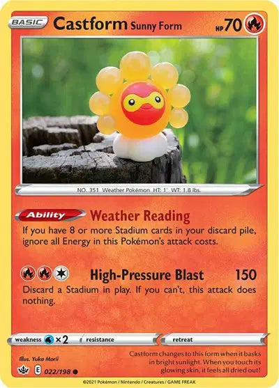 Castform Sunny Form Common • 022/198 Chilling Reign