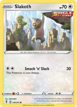 Slakoth Evolving Skies Common 129/203 Reverse Holofoil