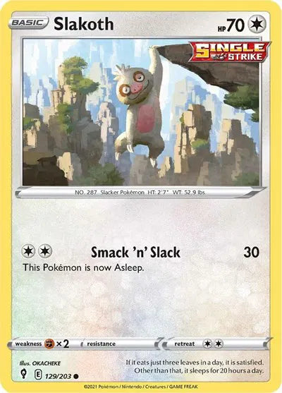 Slakoth Evolving Skies Common 129/203 Reverse Holofoil