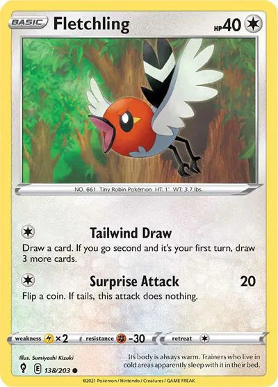 Fletchling Evolving Skies Common 138/203 Reverse Holofoil