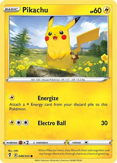 Pikachu Evolving Skies Common 049/203