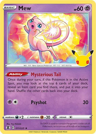 Mew Celebrations Holo Rare 011/025