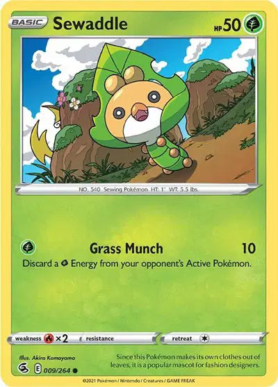 Sewaddle Common • 009/264 Fusion Strike Reverse Holofoil