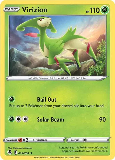 Virizion Fusion Strike Rare 015/264 Reverse Holofoil