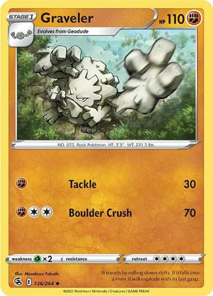 Graveler Fusion Strike Uncommon 136/264 Reverse Holofoil
