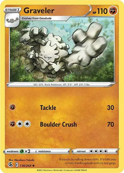 Graveler Fusion Strike Uncommon 136/264 Reverse Holofoil