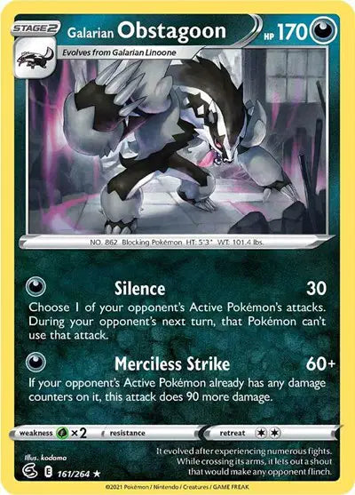 Galarian Obstagoon Holo Rare • 161/264 Fusion Strike