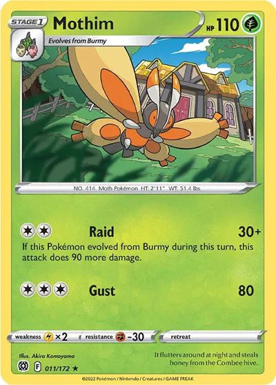Mothim Brilliant Stars Rare 011/172 Reverse Holofoil