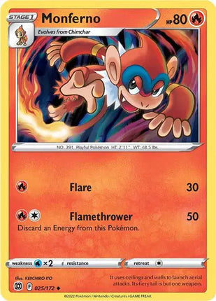 Monferno Uncommon • 025/172 Brilliant Stars