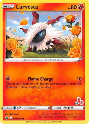 Larvesta (#46 Cinderace Stamped) Battle Academy 2022 Promo 023/198