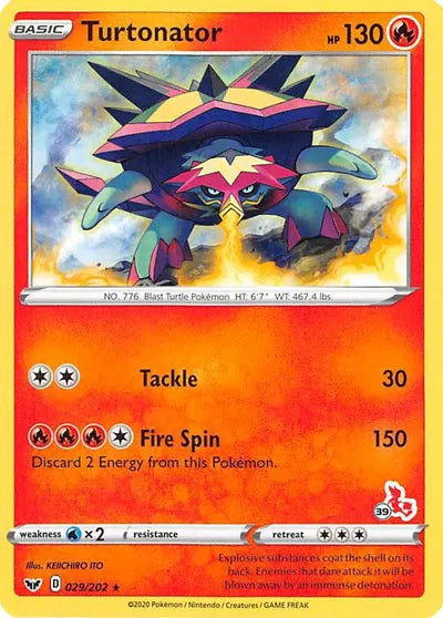 Turtonator (#39 Cinderace Stamped) Battle Academy 2022 Promo 029/202