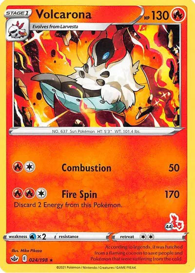 Volcarona (#44 Cinderace Stamped) Battle Academy 2022 Promo 024/198