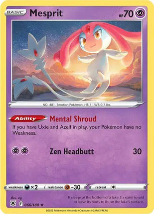 Mesprit Holo Rare • 066/189 Astral Radiance Reverse Holofoil