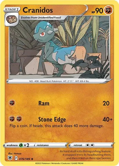 Cranidos Astral Radiance Uncommon 076/189 Reverse Holofoil