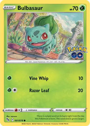 Bulbasaur Common • 001/078 Pokemon Go Reverse Holofoil