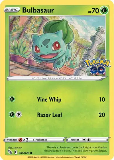 Bulbasaur Common • 001/078 Pokemon Go Reverse Holofoil