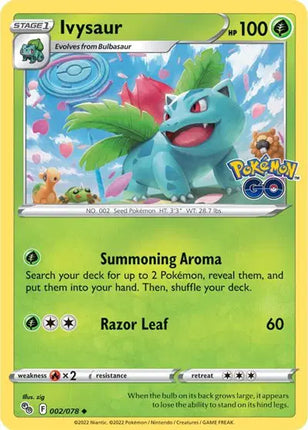 Ivysaur Uncommon • 002/078 Pokemon Go Reverse Holofoil