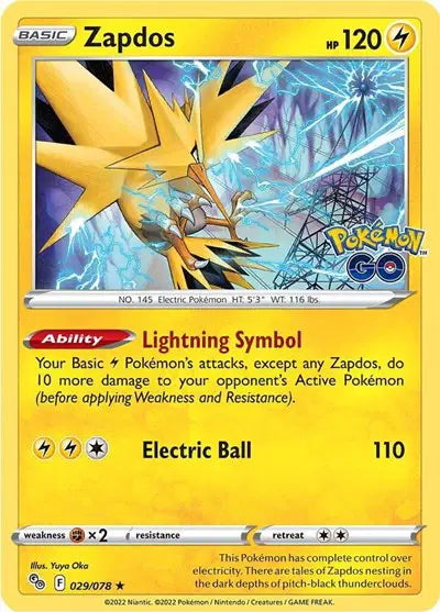 Zapdos Holo Rare • 029/078 Pokemon Go  Reverse Holofoil