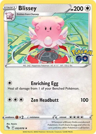 Blissey Holo Rare • 052/078 Pokemon Go Reverse Holofoil