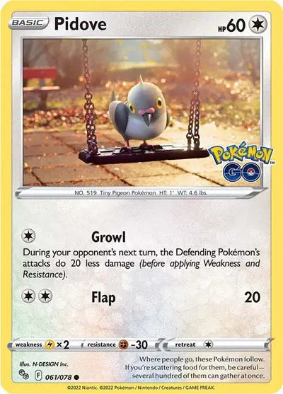 Pidove Common • 061/078 Pokemon Go Reverse Holofoil