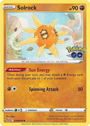 Solrock Uncommon • 039/078 Pokemon Go