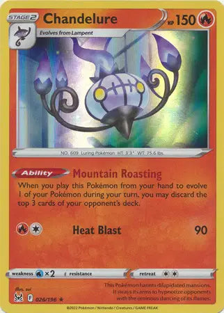 Chandelure Holo Rare • 026/196 Lost Origin Holofoil