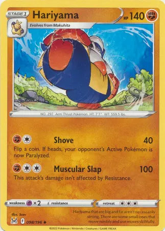 Hariyama Lost Origin Uncommon 098/196 Reverse Holofoil
