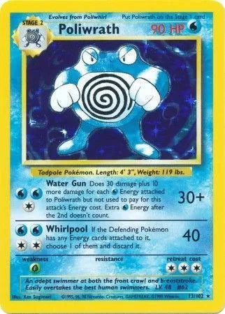 Poliwrath Base Set (Unlimited) Holo Rare 13 (MP)