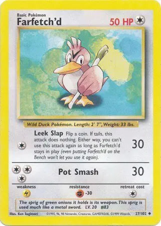 Farfetch'd Base Set (Unlimited) Uncommon 27 (HP)